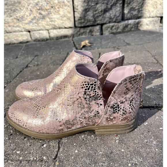 Kenneth Cole Reaction pink, gold snake print booties girls size 4, ladies 7 - Picture 5 of 6